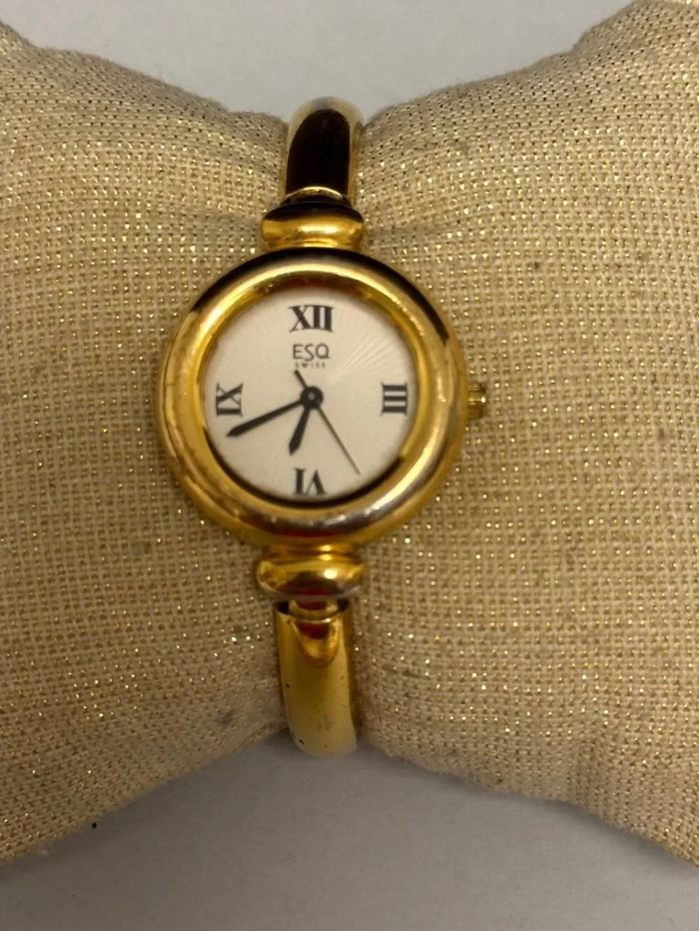 ESQ Swiss Women Watch Gold Tone Bangle Band 25MM Round Dial New Battery 6